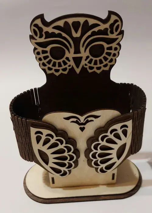 🦉 Drewniany organizer na biurko – Sowa - obrazek 4