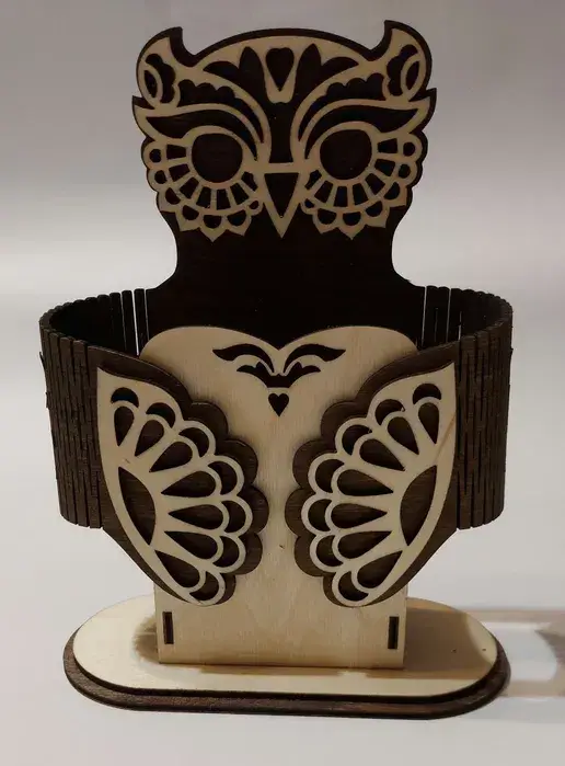 🦉 Drewniany organizer na biurko – Sowa - obrazek 3