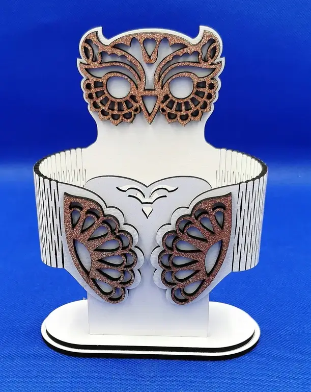 🦉 Drewniany organizer na biurko – Sowa - obrazek 7