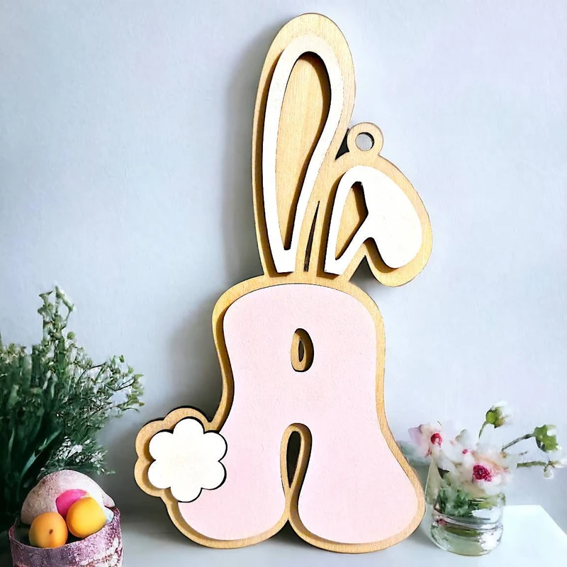 Drewniane dekoracje wielkanocne – spersonalizowane inicjały - obrazek 2