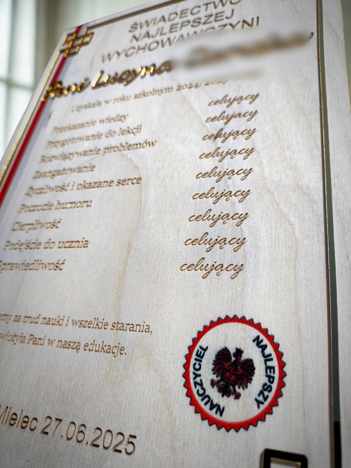 Świadectwo Najlepszej Wychowawczyni - obrazek 4